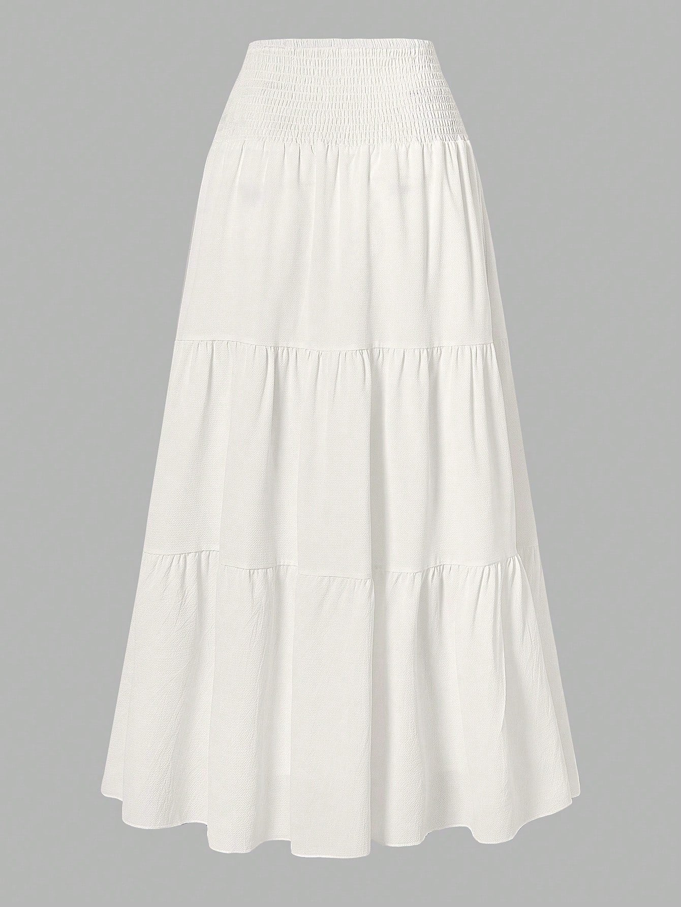 Women's Solid Color Minimalist Versatile Ruffle Hem Bubble Crinkle Feeling Semi-Sheer Skirt Summer