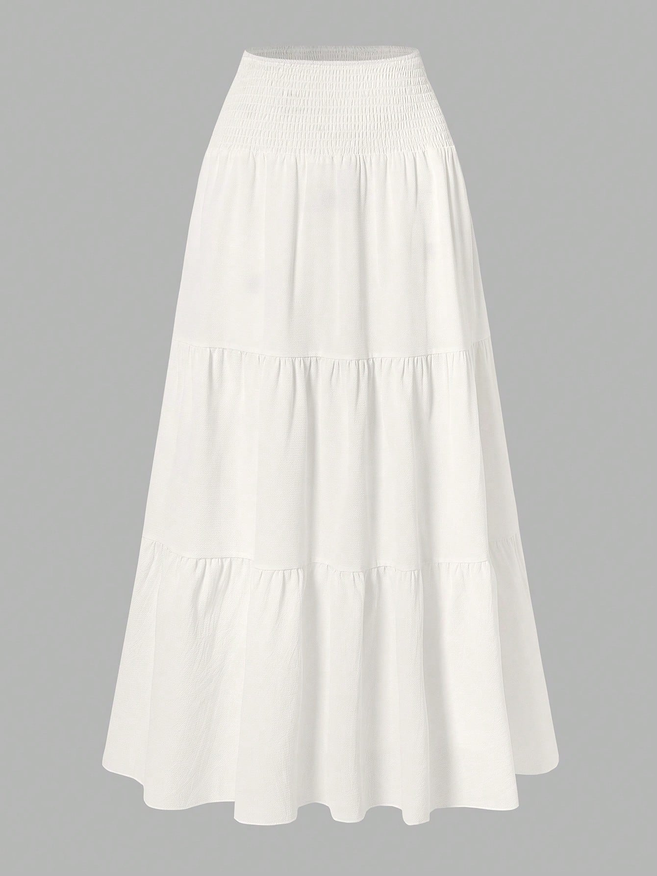Women's Solid Color Minimalist Versatile Ruffle Hem Bubble Crinkle Feeling Semi-Sheer Skirt Summer
