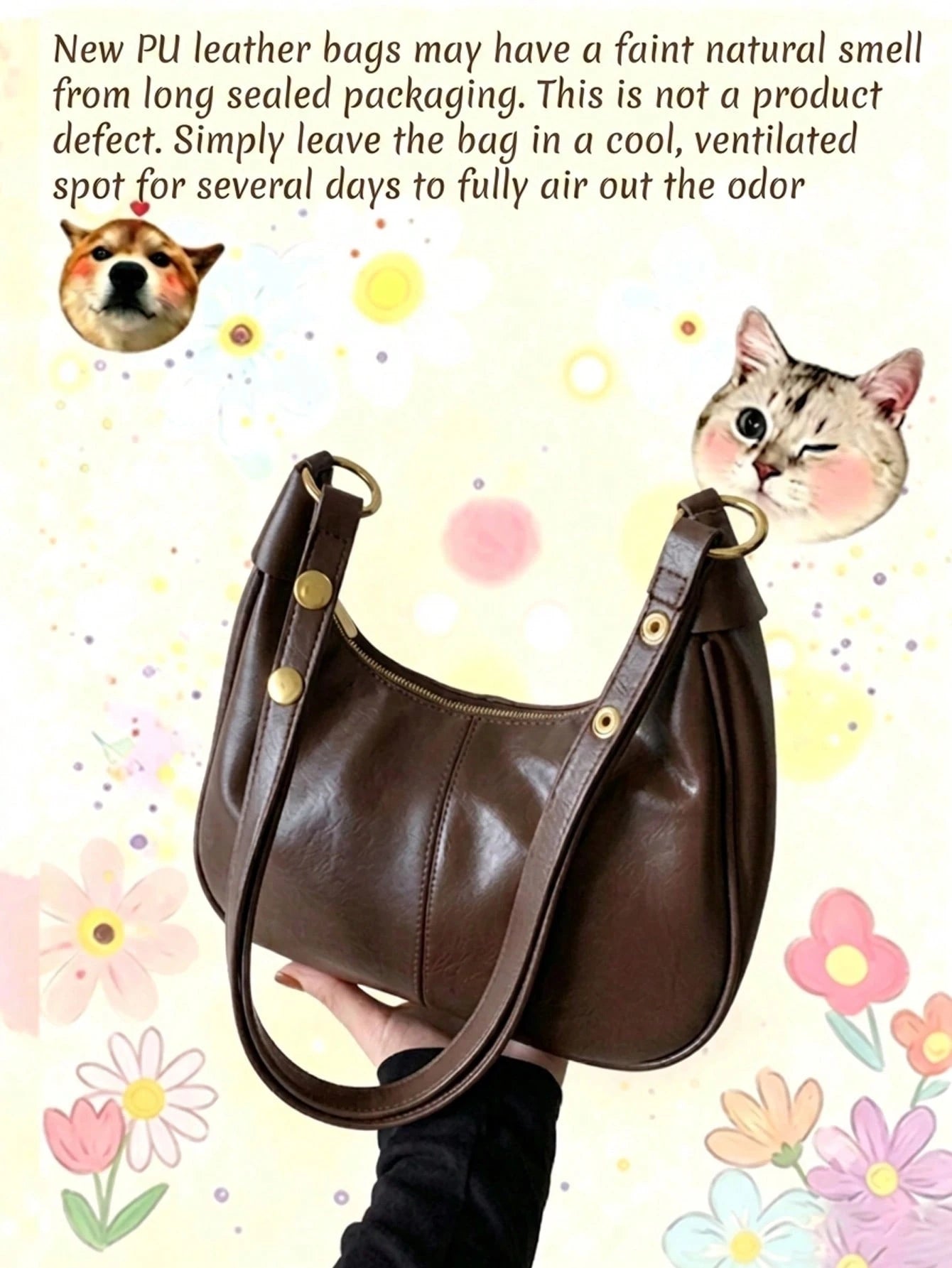 Women's Solid Color PU Shoulder Bag, Waterproof Fabric Underarm Crescent Shaped Bag, Quilted Design Minimalist Large Capacity Business Commuter Bag