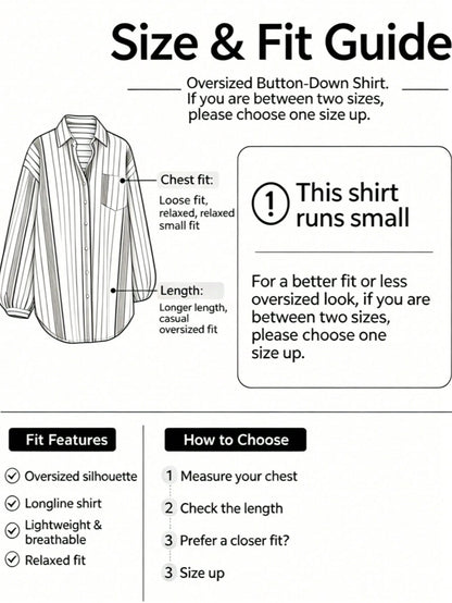 Women's Striped Button-Front Woven Shirt Collar Long Sleeve Blouse, Vintage Autumn Style
