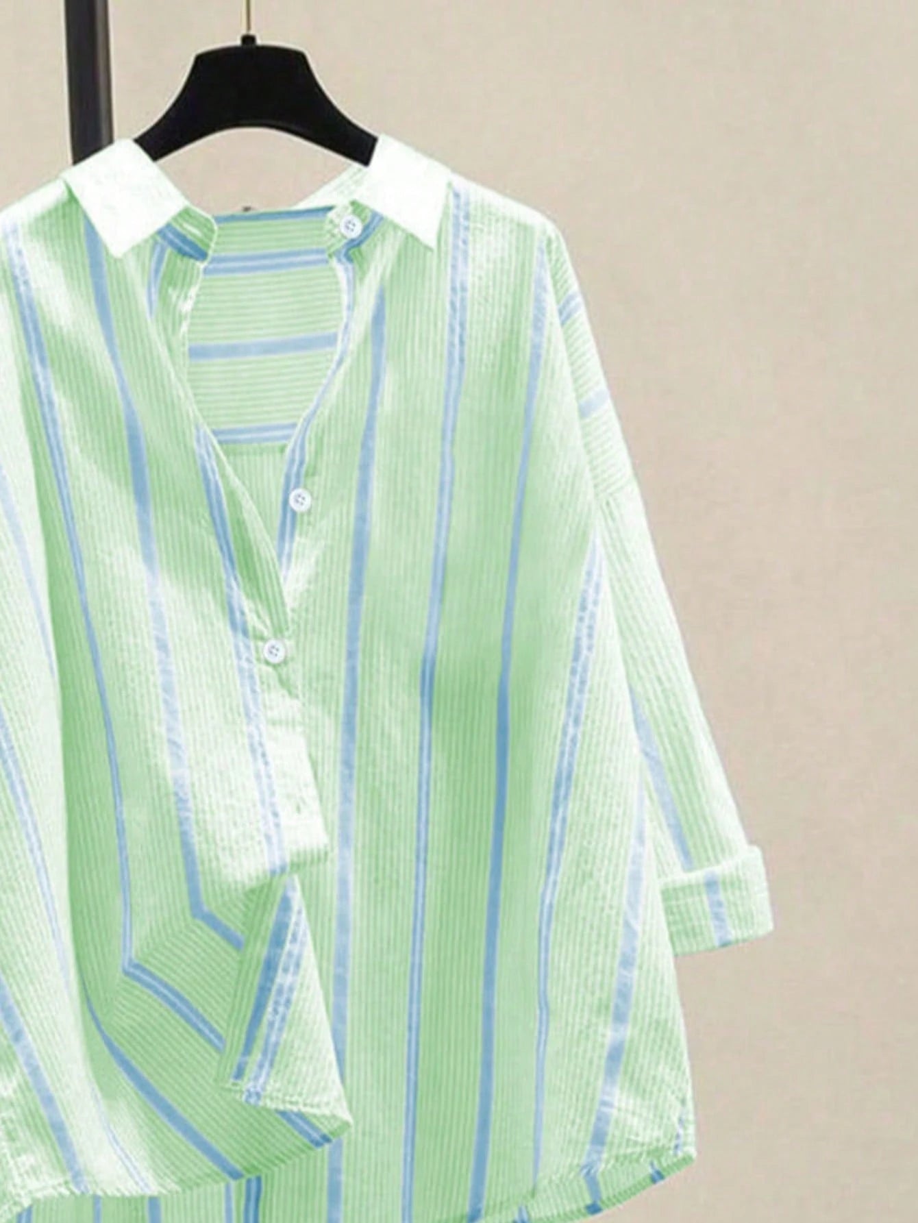 Women's Striped Casual Commuter Elegant Striped Button Shirt, Long Sleeve, Spring/Summer, Aesthetic