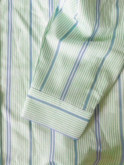 Women's Striped Casual Commuter Elegant Striped Button Shirt, Long Sleeve, Spring/Summer, Aesthetic
