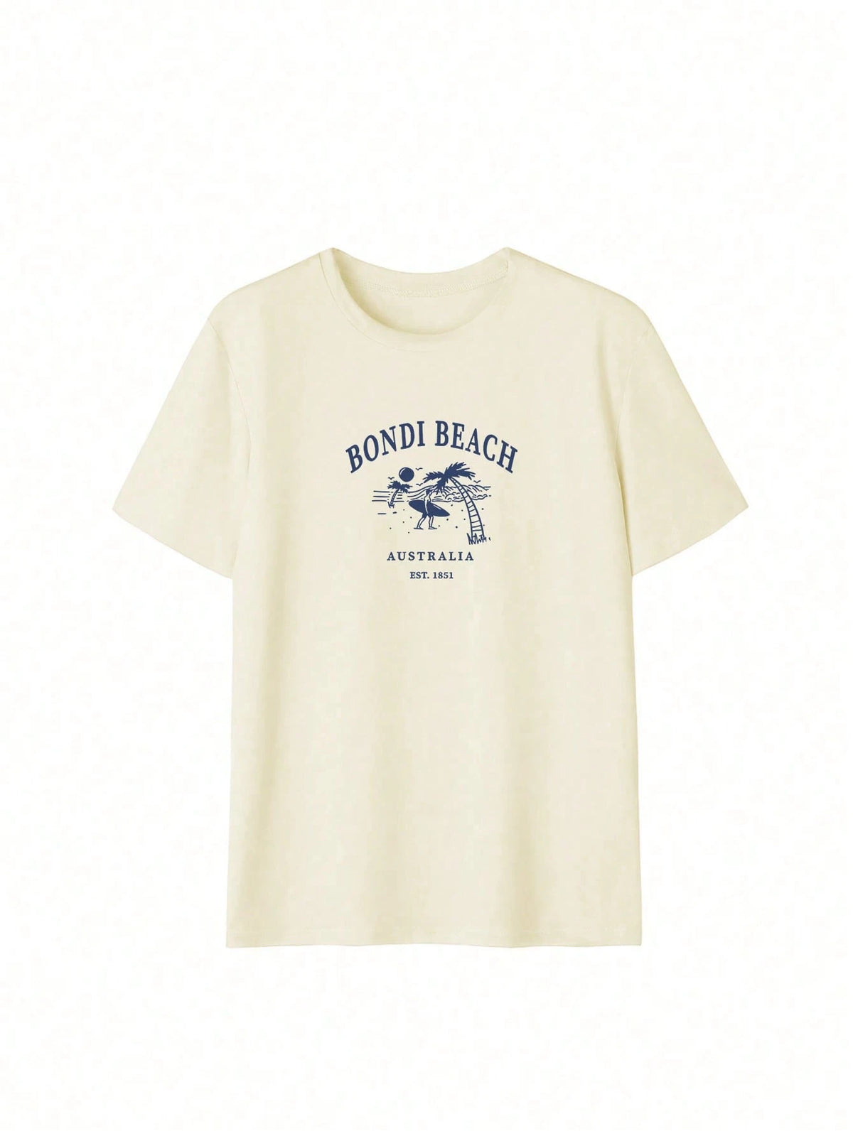 Women's Summer Bondi Beach Print Casual Simple Loose Everyday Street Style Short-Sleeve T-Shirt Top, Women's Summer Casual Street Style Top, Beach Top