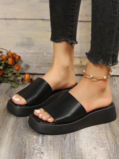 Women's Summer Fashion Wedge Platform Sandals, Casual Slip-On Beach Slides For Vacation, Travel And Daily Wear