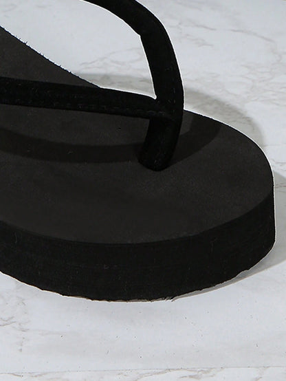 Women's Summer Thick Heel Platform Wedge High Heel Flip-Flops, Beach Slipper With Slip-Resistant Sole, For Outdoor Beach Wedding