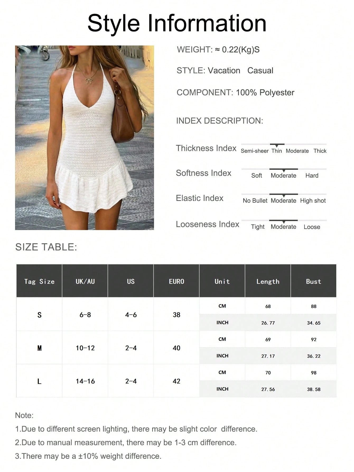 Women's Summer Vacation Bohemian Style Fashion Camisole Backless Fitted Solid Color Ruffle Design Sexy Crochet Cover-Up Dress White Beach