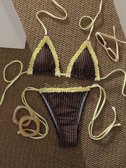 Women's Swimwear Bikini, Retro Polka Dot Gingham Fashionable Outfit OOTD/Going Out Outfits/Y2k/Vacation/Music Festival Summer Beachwear