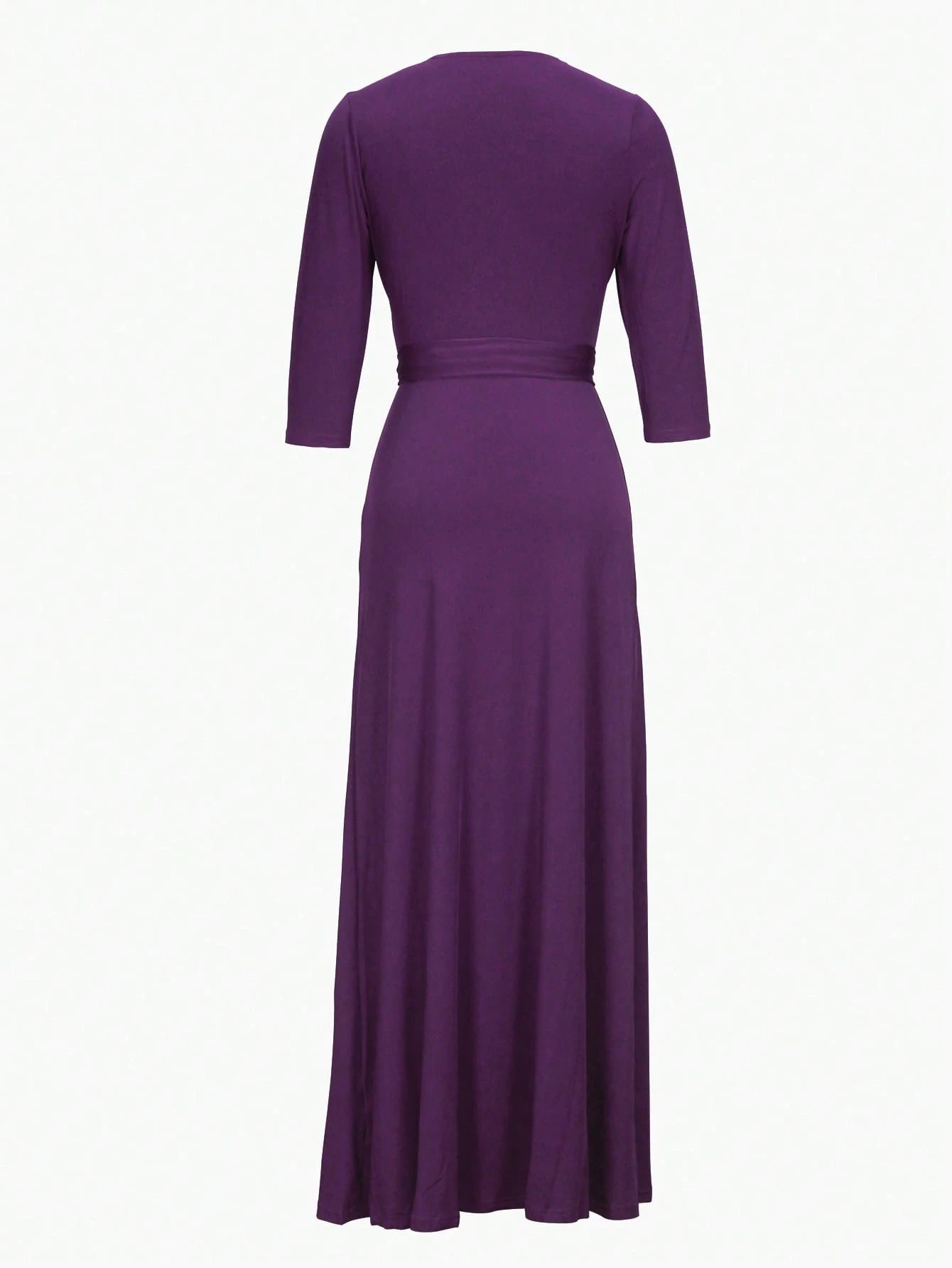 Women's V-Neck Cinched Waist Slim Fit Extra Long Sleeve Dress, Spring/Summer Elegant