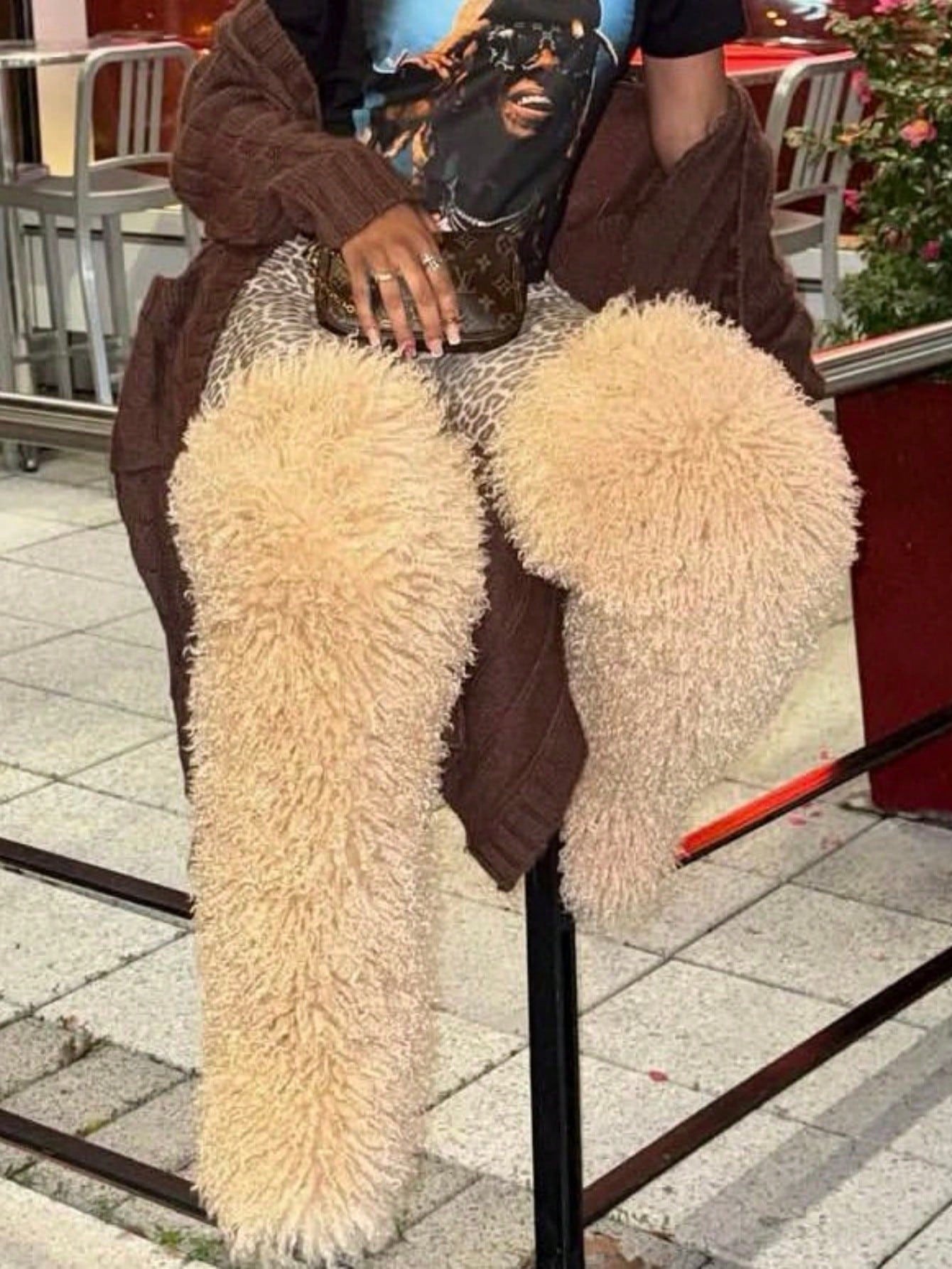 Women's Winter Knee High Boots Pull-On Faux Fur Round Toe Strap Boots For Women Comfy Plush Warm Outdoor Indoor Flat Shoes Punk Party Dressy Furry Fluffy Winter Autumn Fall Boots