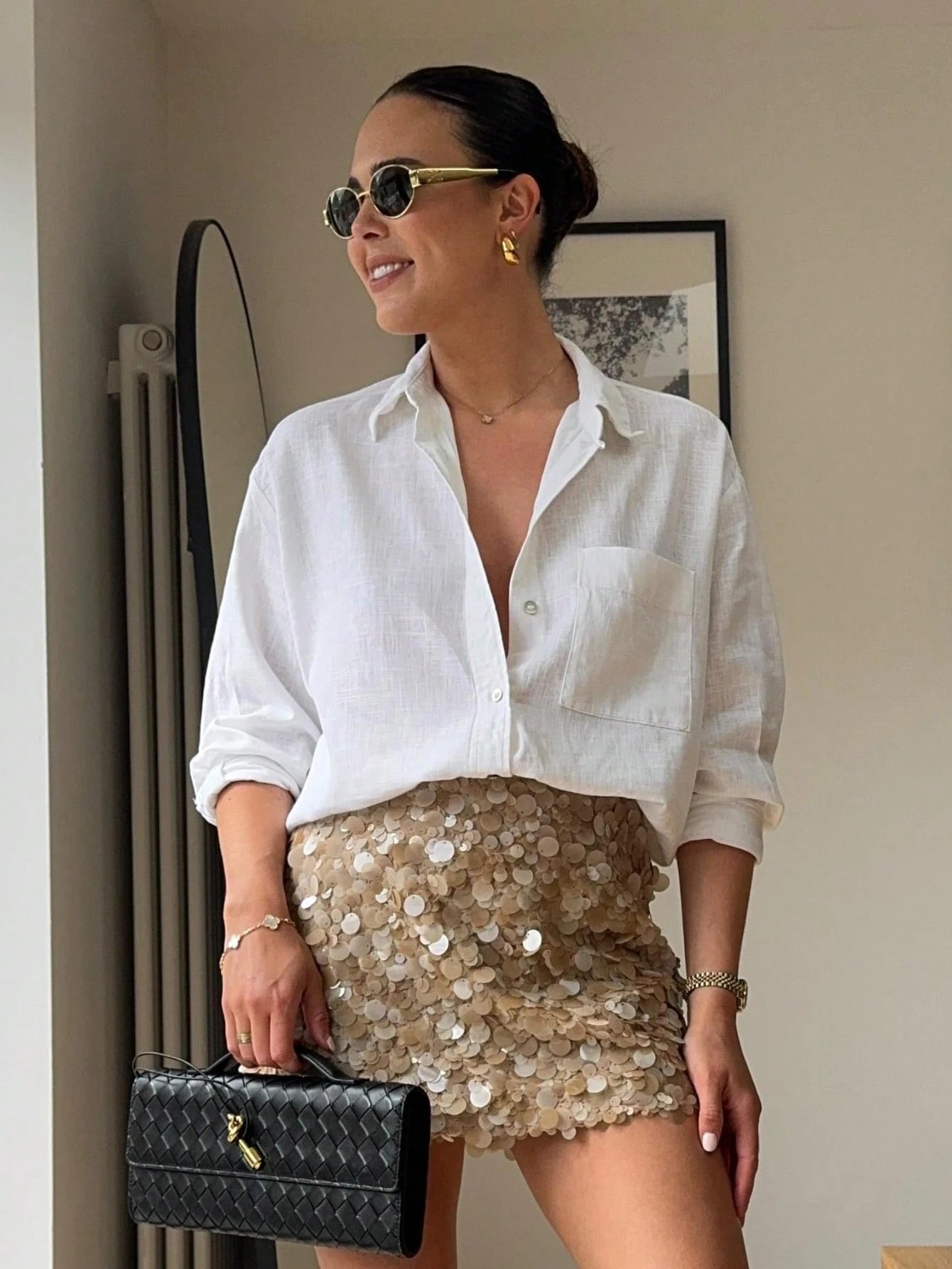 Women's Y2K Elegant Chic Shiny Mini Skirt, High Waist, Spring/Summer Party Club & Back To School