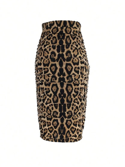 Women Summer Fashionable Leopard Print Bodycon Skirt Fall Cloth For Women