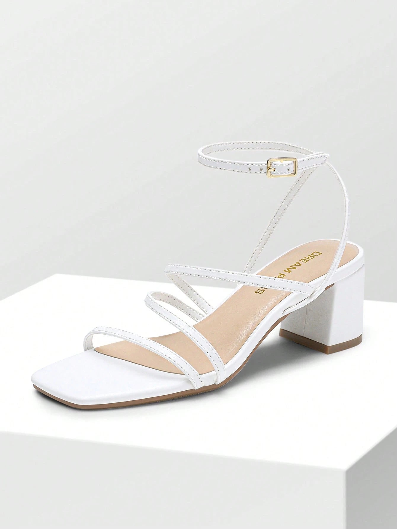 Womens Block Heels Thin Strap Square Open Toe Dressy Chunky Low Heeled Sandals For Party Wedding Evening