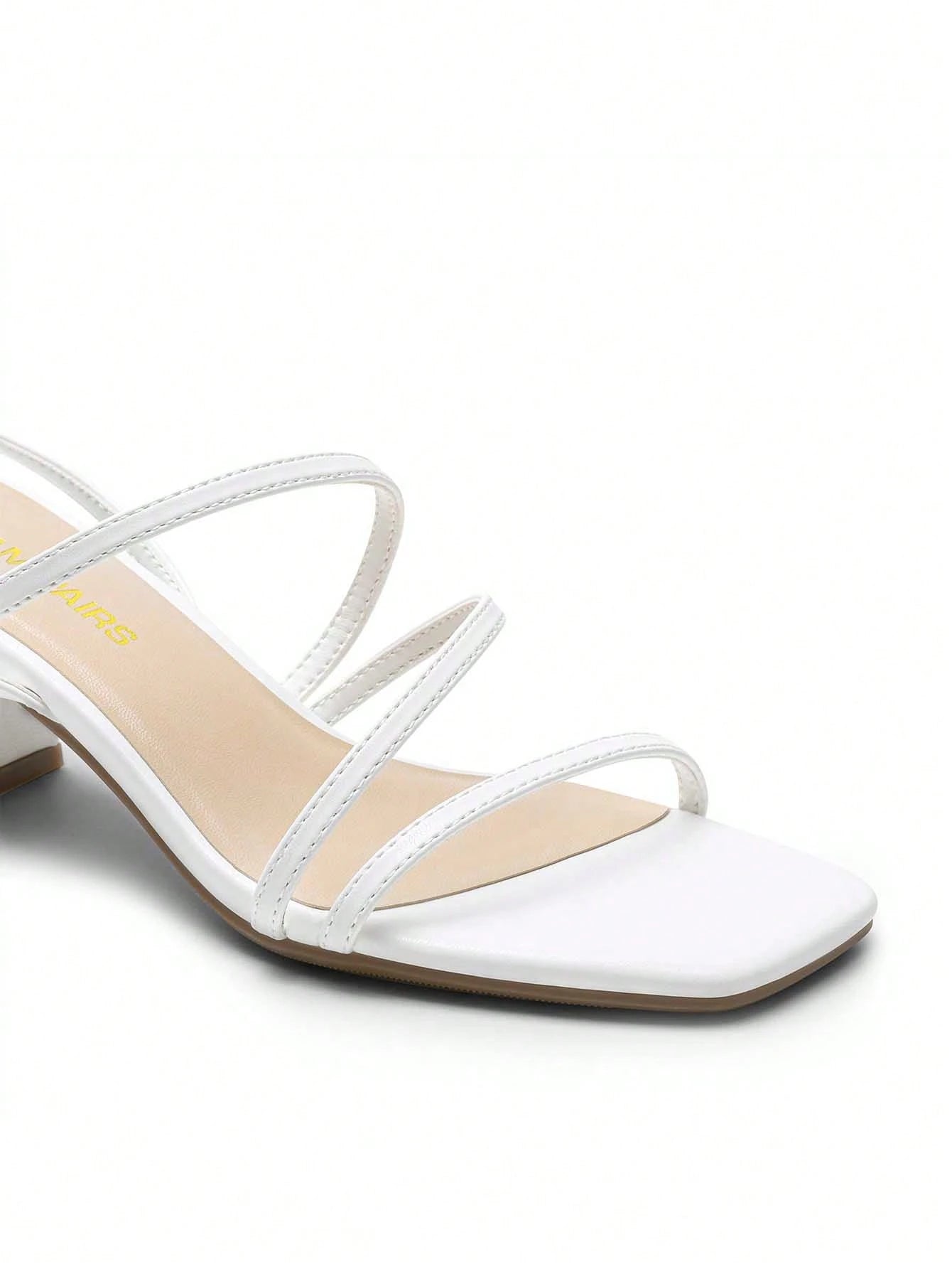 Womens Block Heels Thin Strap Square Open Toe Dressy Chunky Low Heeled Sandals For Party Wedding Evening
