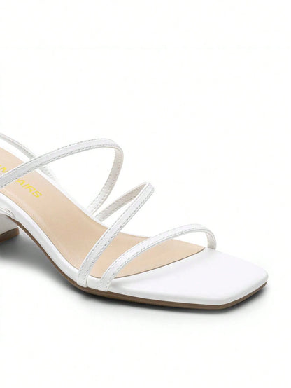 Womens Block Heels Thin Strap Square Open Toe Dressy Chunky Low Heeled Sandals For Party Wedding Evening
