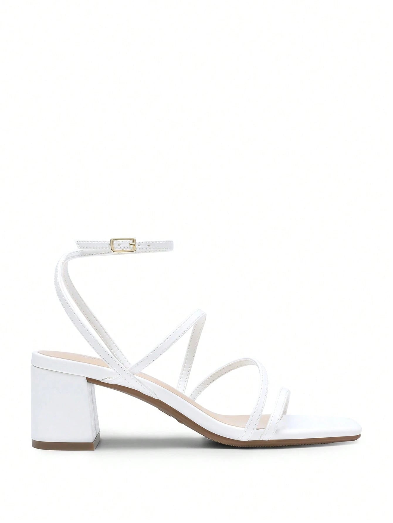 Womens Block Heels Thin Strap Square Open Toe Dressy Chunky Low Heeled Sandals For Party Wedding Evening