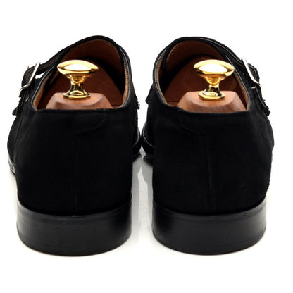 Women's 'Emily' Black Suede Double Monk Strap UK 6.5 D