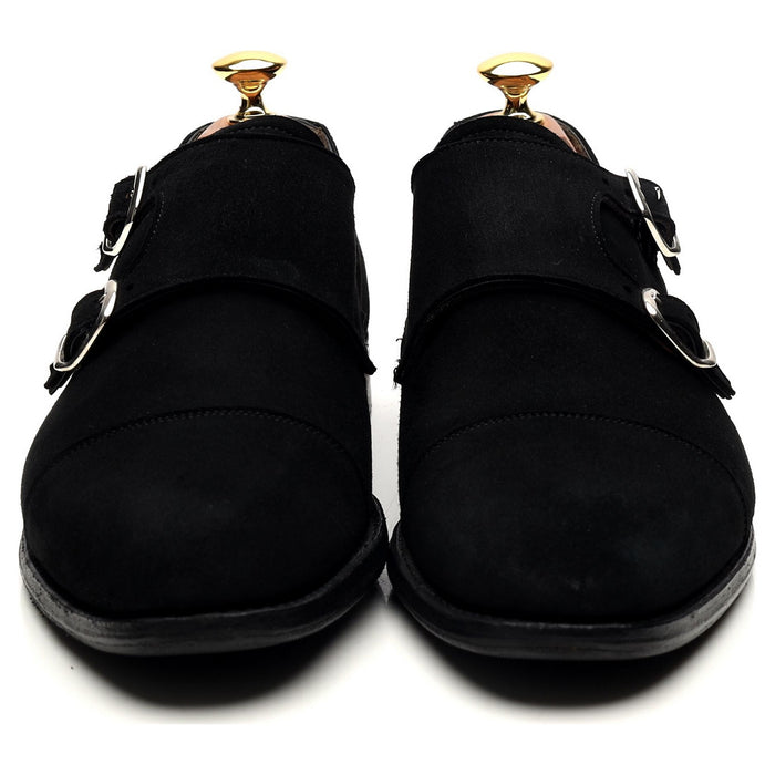 Women's 'Emily' Black Suede Double Monk Strap UK 6.5 D