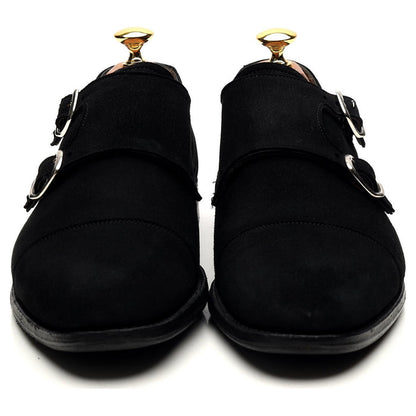 Women's 'Emily' Black Suede Double Monk Strap UK 6.5 D