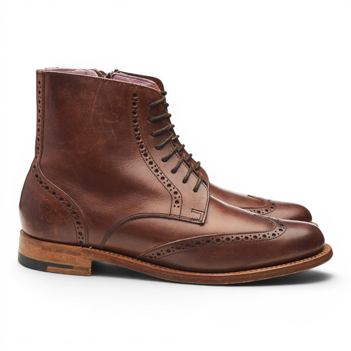 Women's 'Faye' Brown Leather Brogue Boots UK 4 D