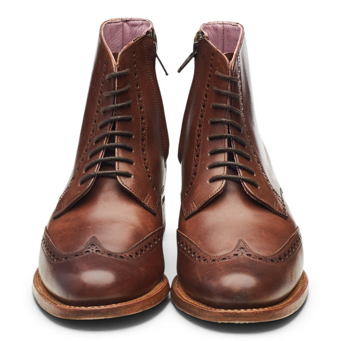 Women's 'Faye' Brown Leather Brogue Boots UK 4 D