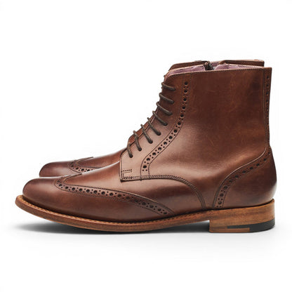 Women's 'Faye' Brown Leather Brogue Boots UK 4 D