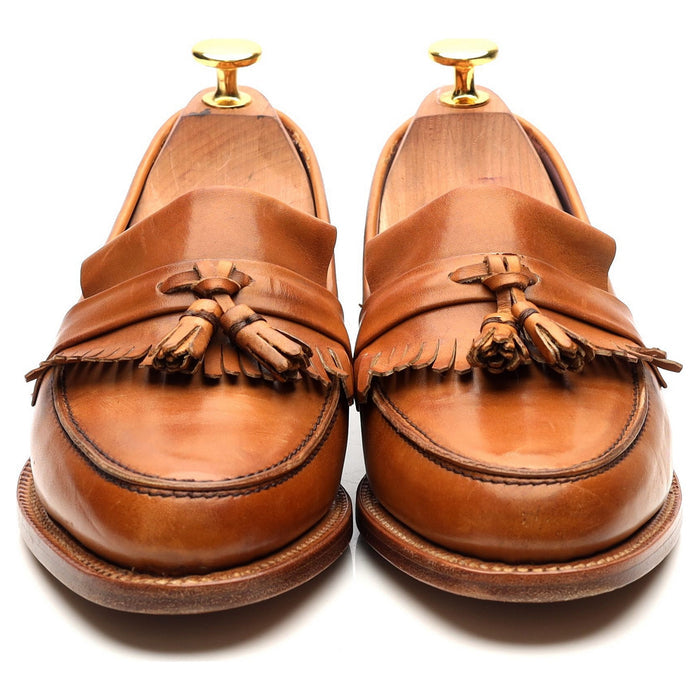 Women's 'Heather' Tan Brown Leather Fringed Tassel Loafers UK 4.5 D