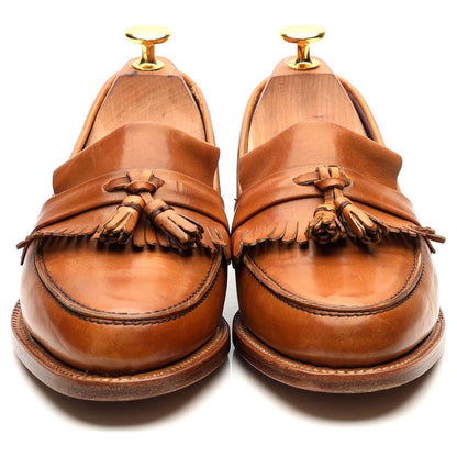 Women's 'Heather' Tan Brown Leather Fringed Tassel Loafers UK 4.5 D