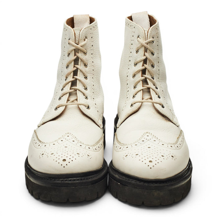 Women's White Leather Brogue Boots UK 5.5
