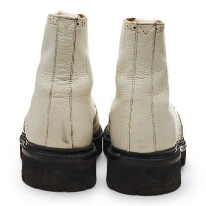 Women's White Leather Brogue Boots UK 5.5