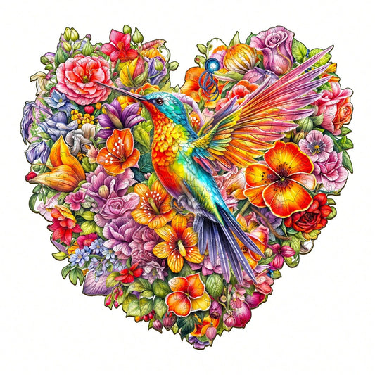 WOODBESTS 1PC Hummingbird And Flower Wooden Irregular Puzzle, Animal-Shaped 2D Jigsaw Toy For Kids And Adults. Educational Game, Great Gift For Party, Holiday, Christmas And Birthday. Unique Magical D