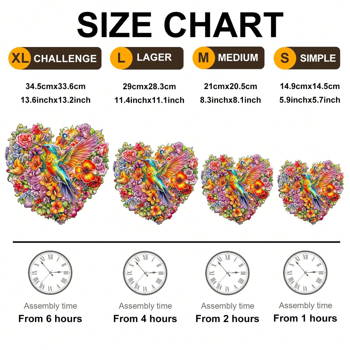 WOODBESTS 1PC Hummingbird And Flower Wooden Irregular Puzzle, Animal-Shaped 2D Jigsaw Toy For Kids And Adults. Educational Game, Great Gift For Party, Holiday, Christmas And Birthday. Unique Magical D