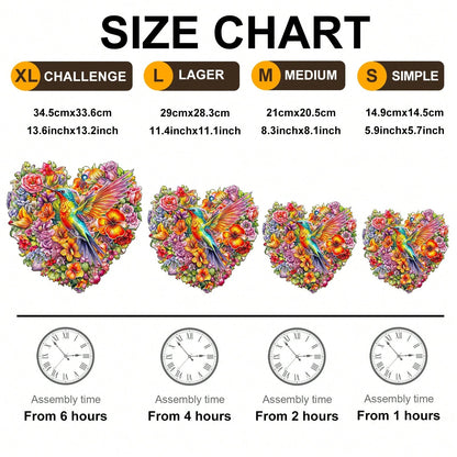 WOODBESTS 1PC Hummingbird And Flower Wooden Irregular Puzzle, Animal-Shaped 2D Jigsaw Toy For Kids And Adults. Educational Game, Great Gift For Party, Holiday, Christmas And Birthday. Unique Magical D