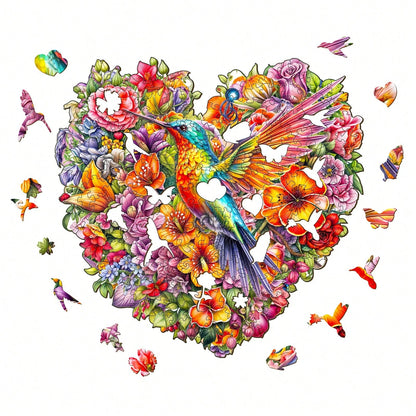 WOODBESTS 1PC Hummingbird And Flower Wooden Irregular Puzzle, Animal-Shaped 2D Jigsaw Toy For Kids And Adults. Educational Game, Great Gift For Party, Holiday, Christmas And Birthday. Unique Magical D