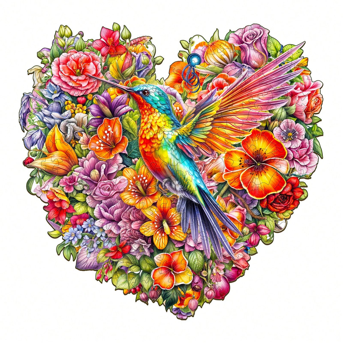 WOODBESTS 1PC Hummingbird And Flower Wooden Irregular Puzzle, Animal-Shaped 2D Jigsaw Toy For Kids And Adults. Educational Game, Great Gift For Party, Holiday, Christmas And Birthday. Unique Magical D