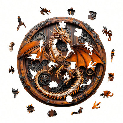 WOODBESTS 1PC Mechanical Dragon Wooden Irregular Puzzle, Animal-Shaped 2D Jigsaw Toy For Kids And Adults. Educational Game, Great Gift For Party, Holiday, Christmas And Birthday. Unique Magical Deskto