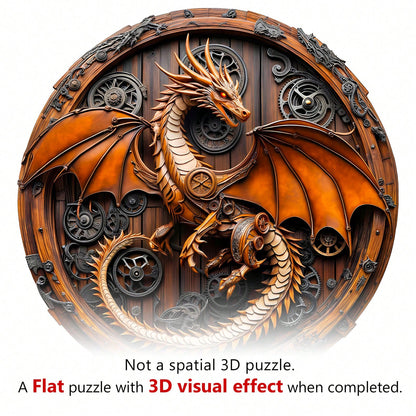 WOODBESTS 1PC Mechanical Dragon Wooden Irregular Puzzle, Animal-Shaped 2D Jigsaw Toy For Kids And Adults. Educational Game, Great Gift For Party, Holiday, Christmas And Birthday. Unique Magical Deskto