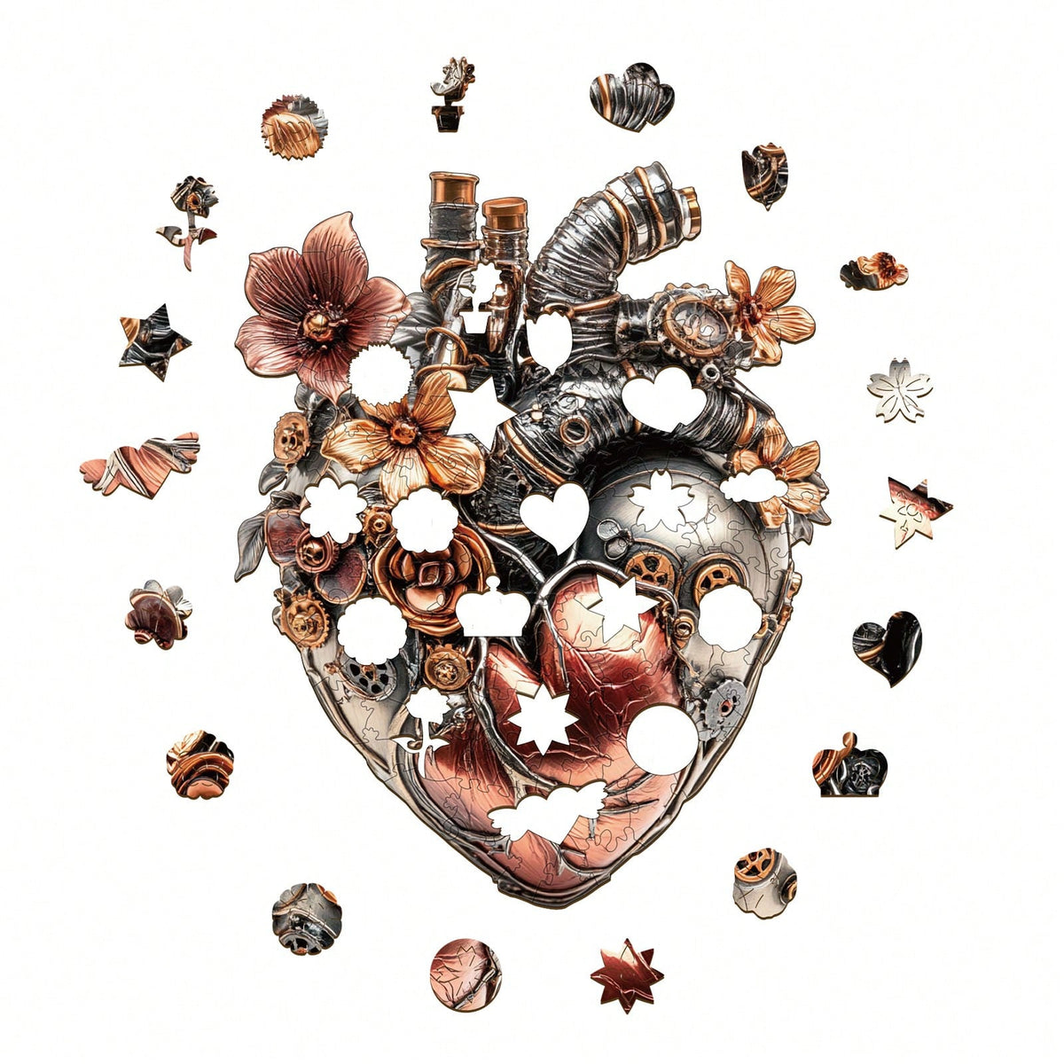 WOODBESTS 1PC Mechanical Heart Wooden Irregular Puzzle, Animal-Shaped 2D Jigsaw Toy For Kids And Adults. Educational Game, Great Gift For Party, Holiday, Christmas And Birthday. Unique Magical Desktop