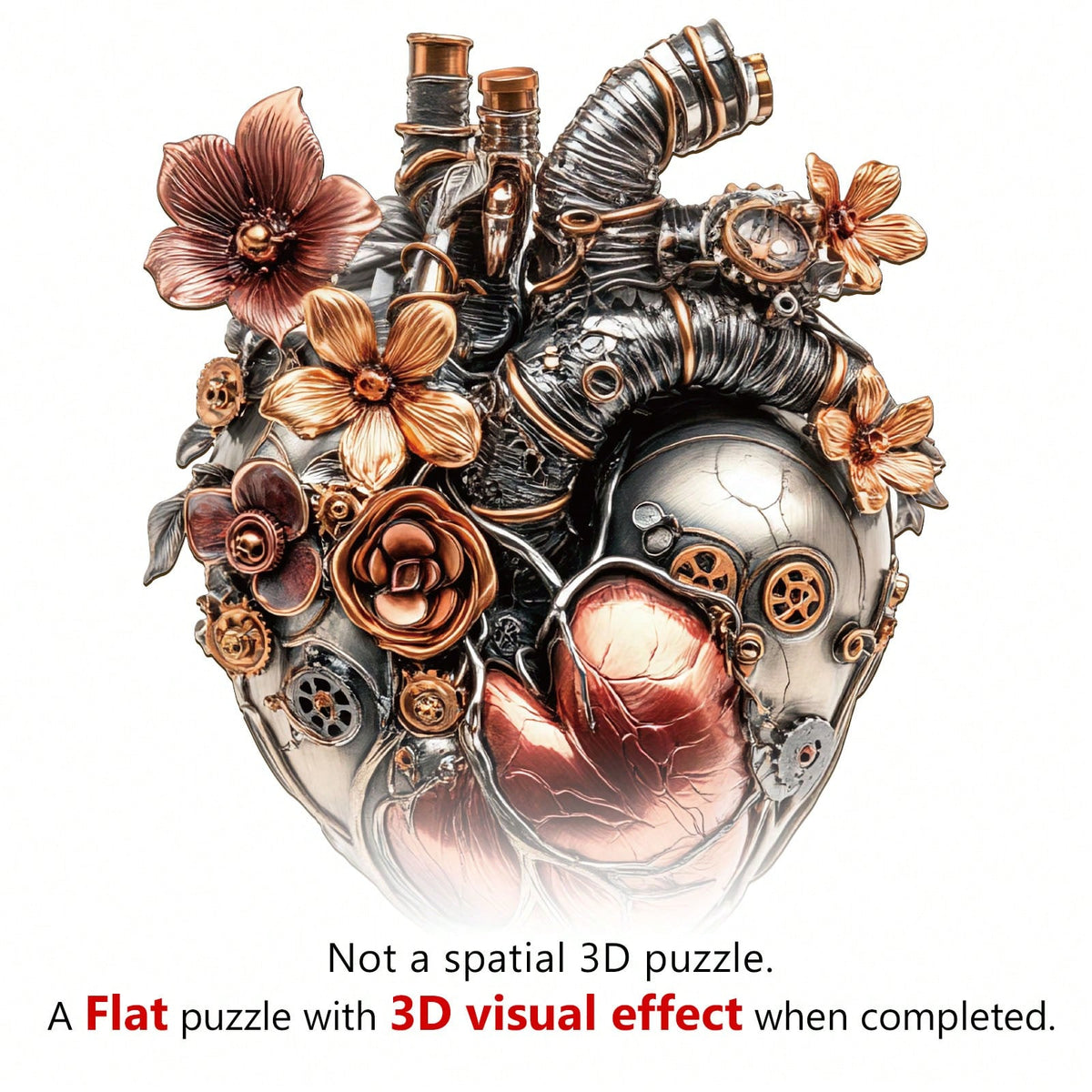 WOODBESTS 1PC Mechanical Heart Wooden Irregular Puzzle, Animal-Shaped 2D Jigsaw Toy For Kids And Adults. Educational Game, Great Gift For Party, Holiday, Christmas And Birthday. Unique Magical Desktop