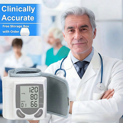 Wrist Digital Blood Pressure Monitor With Large LCD Screen-Including Hypertension Detector, Heart Rate And Pulse Measurement, Memory Function And Battery Power Supply (Excluding Battery)