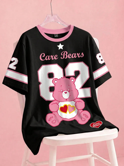 X Care Bears Plus Size Summer Casual Bear & Number Print T-Shirt