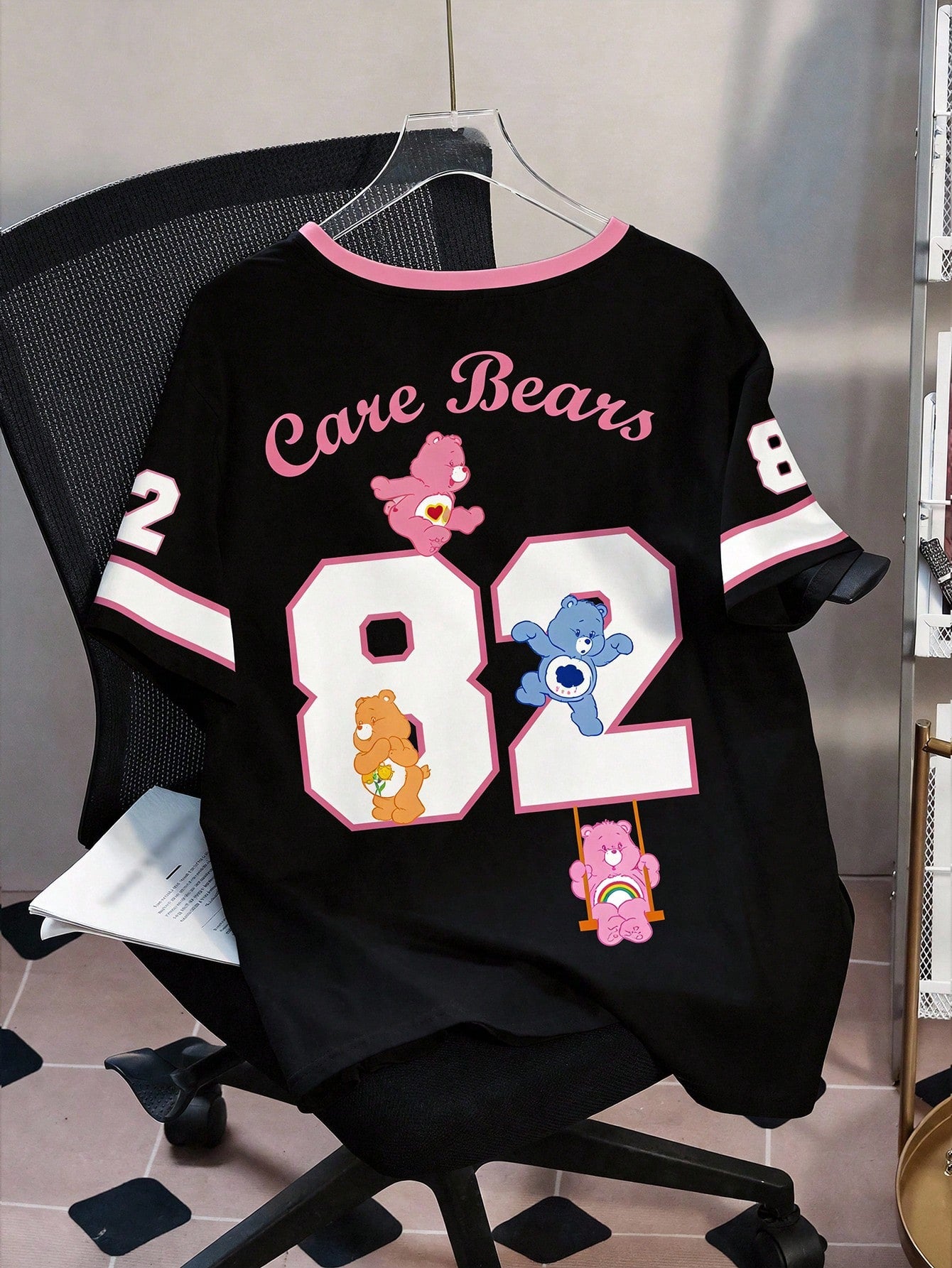 X Care Bears Plus Size Summer Casual Bear & Number Print T-Shirt