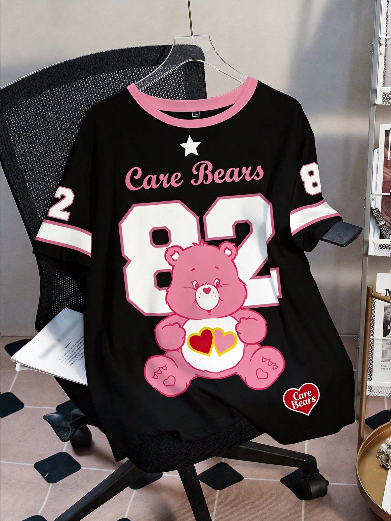 X Care Bears Plus Size Summer Casual Bear & Number Print T-Shirt