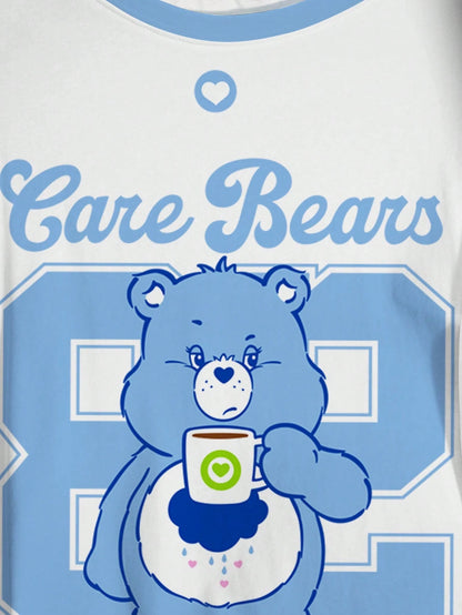 X Care Bears Plus Size Women's Crew Neck Letter Cartoon Print Casual Versatile Daily Short Sleeve T-Shirt
