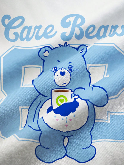 X Care Bears Plus Size Women's Crew Neck Letter Cartoon Print Casual Versatile Daily Short Sleeve T-Shirt