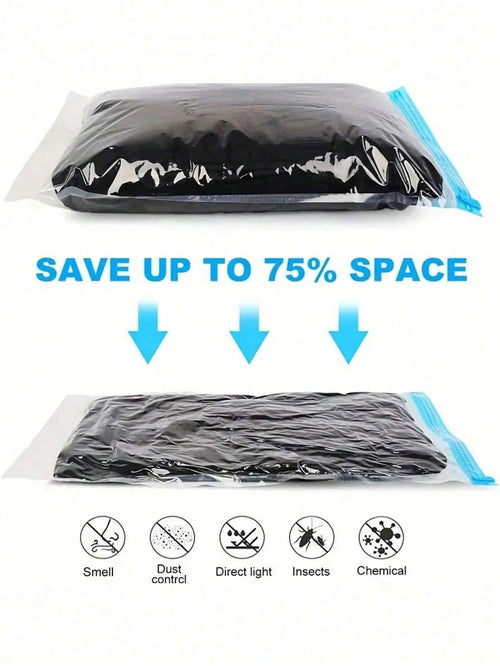 XD 10pcs/5pcs/1pc Travel Compression Bags, Travel Accessories, Space Saving, No Vacuum Or Pump Needed, Vacuum Storage Bags, Travel Essentials, Travel And Home Packing Organizer Bags (Blue) Clothing St