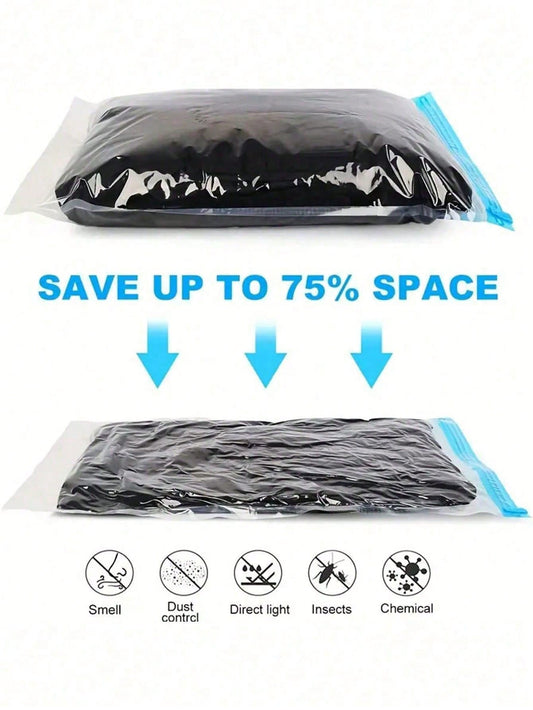 XD 10pcs/5pcs/1pc Travel Compression Bags, Travel Accessories, Space Saving, No Vacuum Or Pump Needed, Vacuum Storage Bags, Travel Essentials, Travel And Home Packing Organizer Bags (Blue) Clothing St