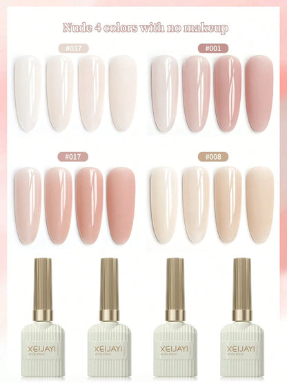 XEIJAYI 2025 Nude Chic 4-Color Gel Nail Polish Set, New Viral Colors For Nail Salons