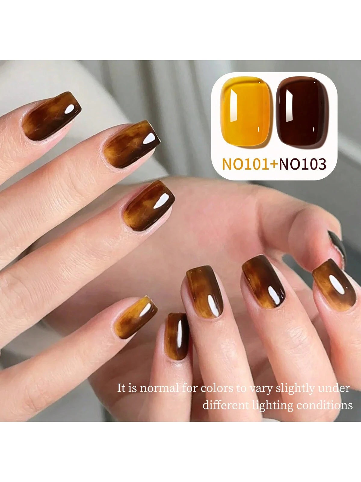 XEIJAYI 2PCS 15ml Two-Color Combination Set, Brown Yellow Dual-Color Nail Gel Kit, Enhances Skin Tone, Suitable For Nail Salons And DIY Nail Art.