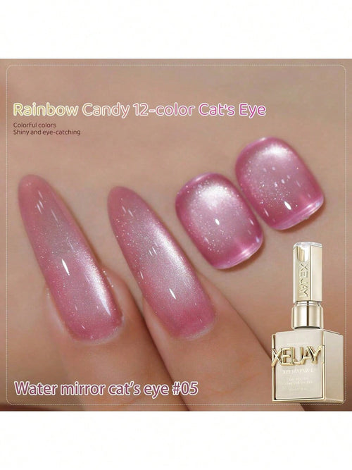 XEIJAYI XEJAYI 1pc 15ml Rainbow Candy Cat Eye Gel Nail Polish,UV LED Soaking Nail Gel, Semi-Permanent, DIY Salon Quality Nail Art Gel For Spring And Summer