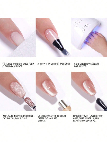 XEIJAYI XEJAYI 1pc 15ml Rainbow Candy Cat Eye Gel Nail Polish,UV LED Soaking Nail Gel, Semi-Permanent, DIY Salon Quality Nail Art Gel For Spring And Summer